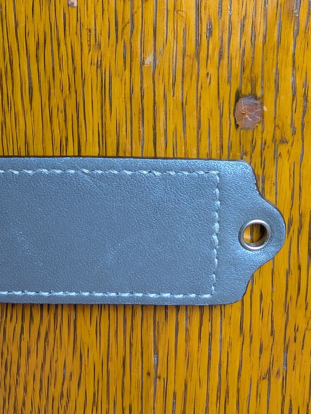 Coach Silver Leather Key Tag with Metal Eyelet